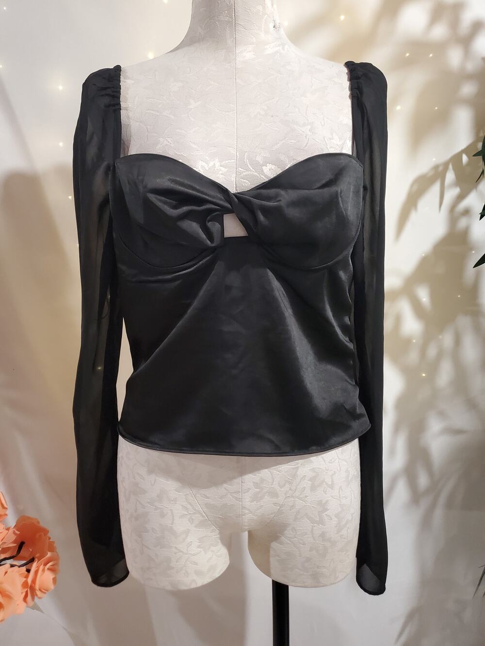 Princess Polly Satin Chiffon Milkmaid Bustier Top Sz 10 Coquette Whimsigoth